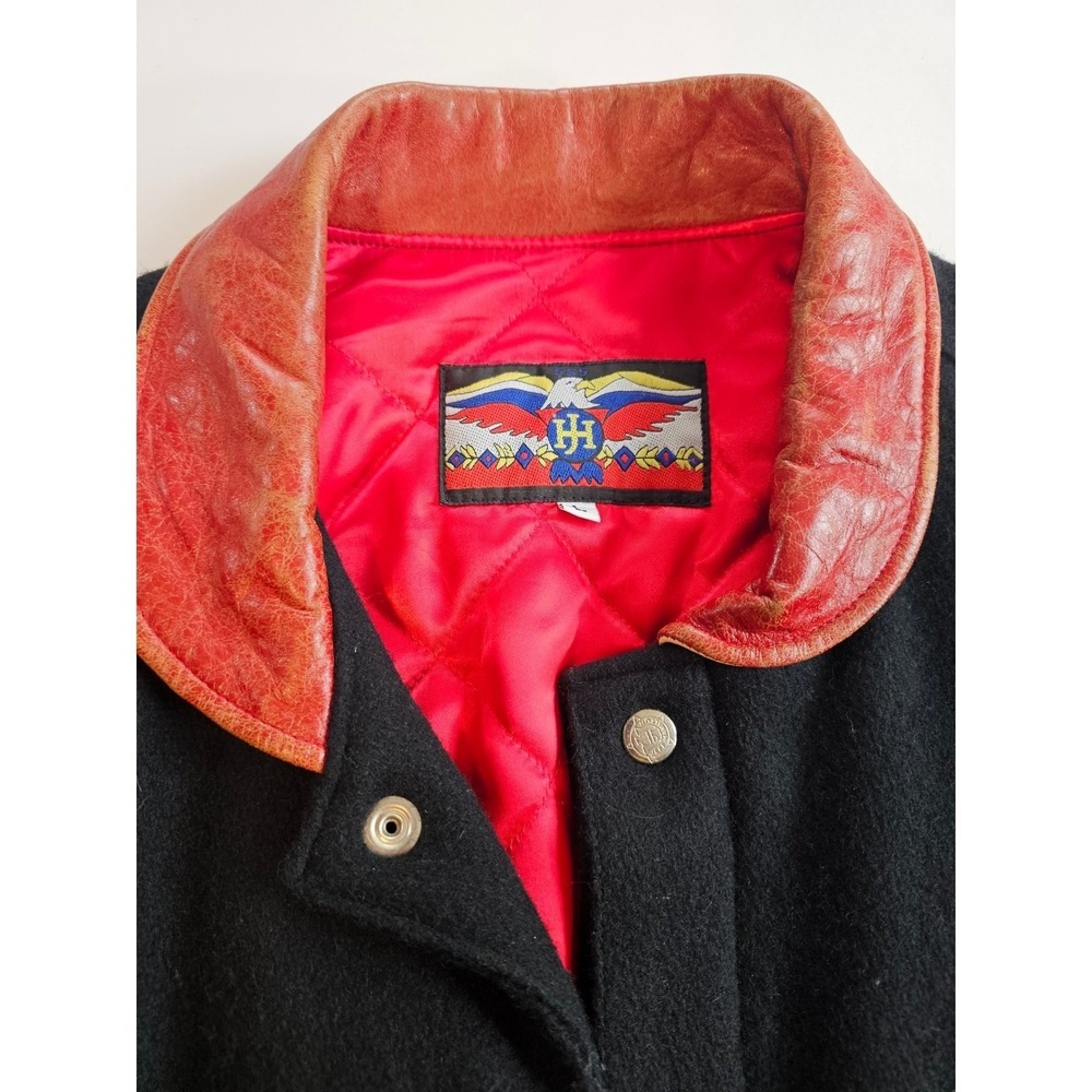Vintage Style Leather Varsity Jacket Mens L Wisconsin Badgers Wool Jeff Hamilton - Picture 11 of 15